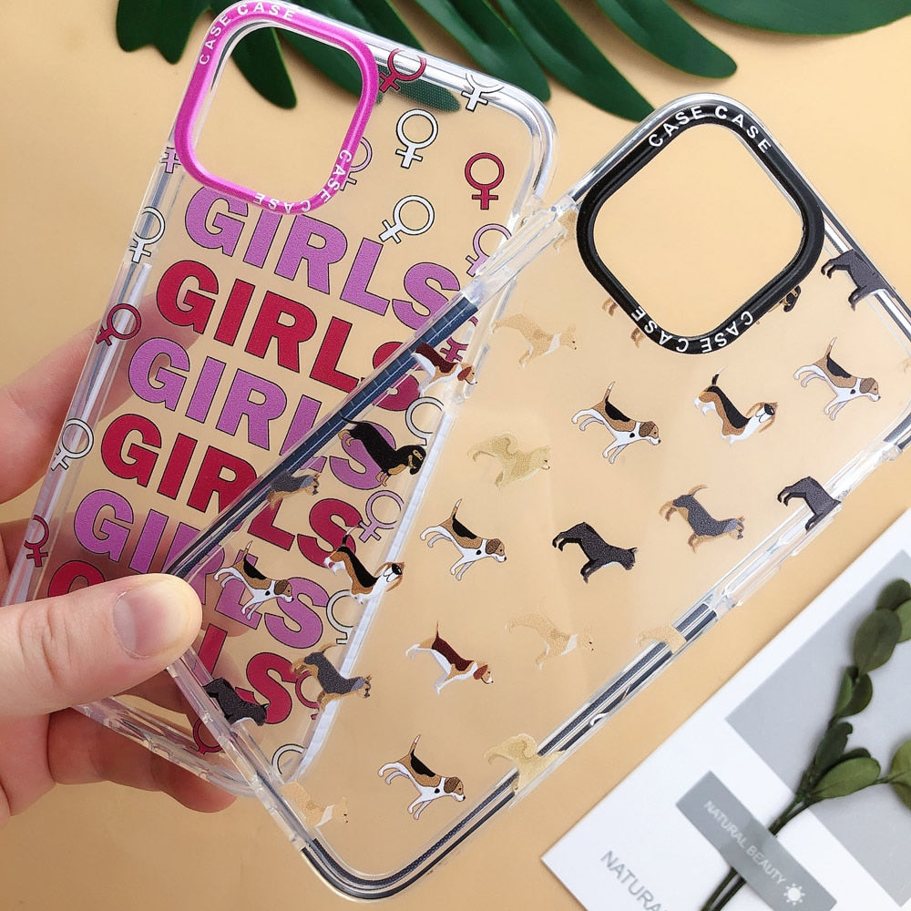 Cartoon Cat Dog Cute Animal Phone Cases For iPhone 11 13 12 Pro XR XS Max X 7 8 Plus Shockproof Clear Soft TPU Back Cover Case