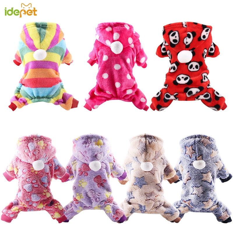 New Pet Dog Clothes Pajamas Fleece Jumpsuit Winter Warm Dog Clothing Four Legs Pet Clothing Outfit For Small Dog Costume Apparel