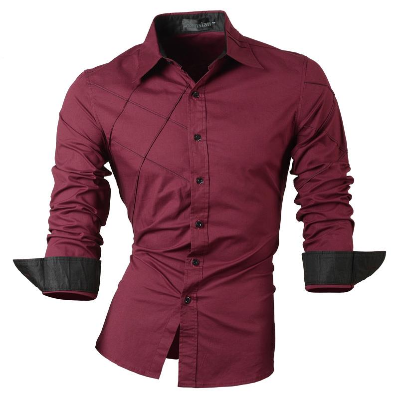 Jeansian Men's Fashion Dress Shirts Casual Long Sleeve Slim Fit Tatoo Stylish Z030