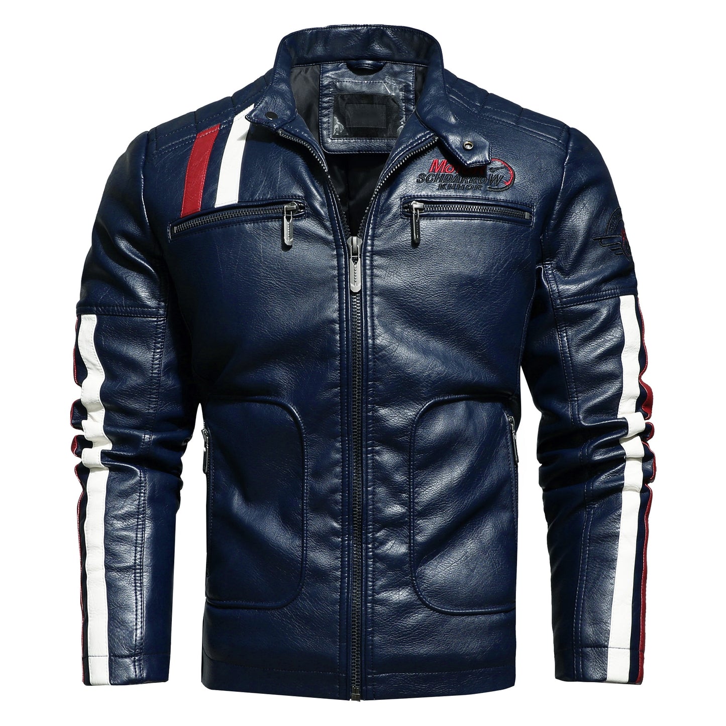 Aliksada Men Autumn Winter New Fashion Motor Biker Leather Jackets Coat Men Vintage Style Patchwork PU Faux Leather Jackets Men