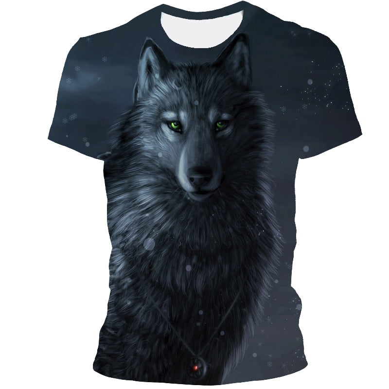 Men's t-shirt 3D printing t-shirt new wolf pattern round neck tshirt hip-hop street Harajuku top, plus plus size street clothing