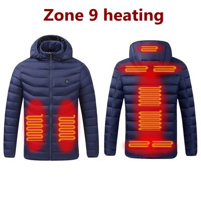 NWE Men Winter Warm USB Heating Jackets Smart Thermostat Pure Color Hooded Heated Clothing Waterproof  Warm Jackets