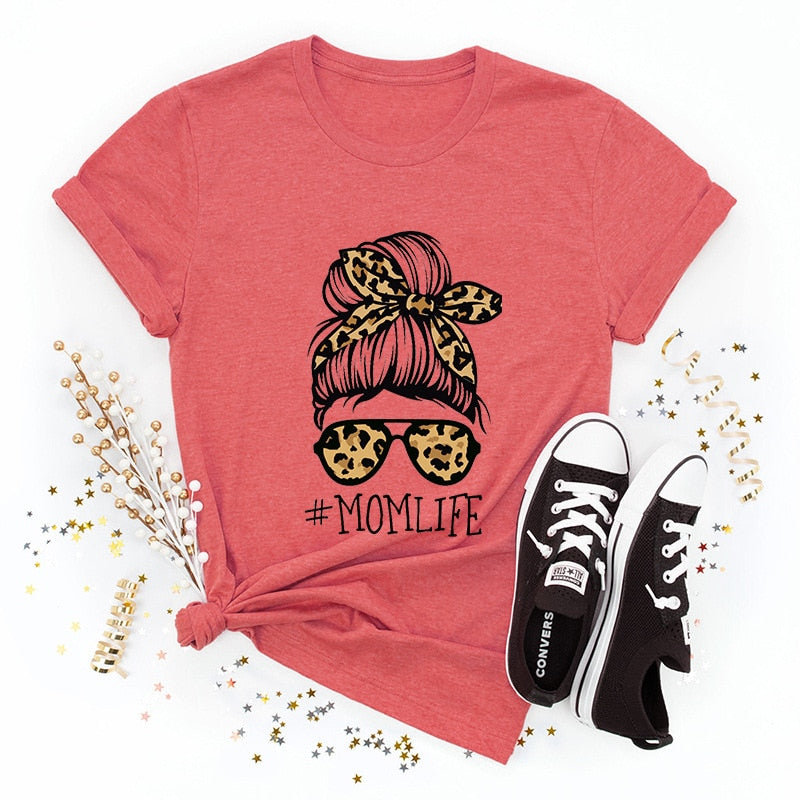 Summer Women T Shirt Versatile 100% Cotton Funny Leopard Mum Print Short Sleeve Oversized Goth Tshirts Casual Graphic Tee Tops