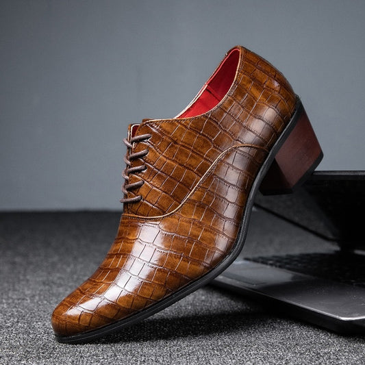 Hot Sale Crocodile Men&#39;s Heel shoes Formal Leather Brown Men Loafers Dress Shoes Fashion Mens Casual Shoes Zapatos Hombre 2021