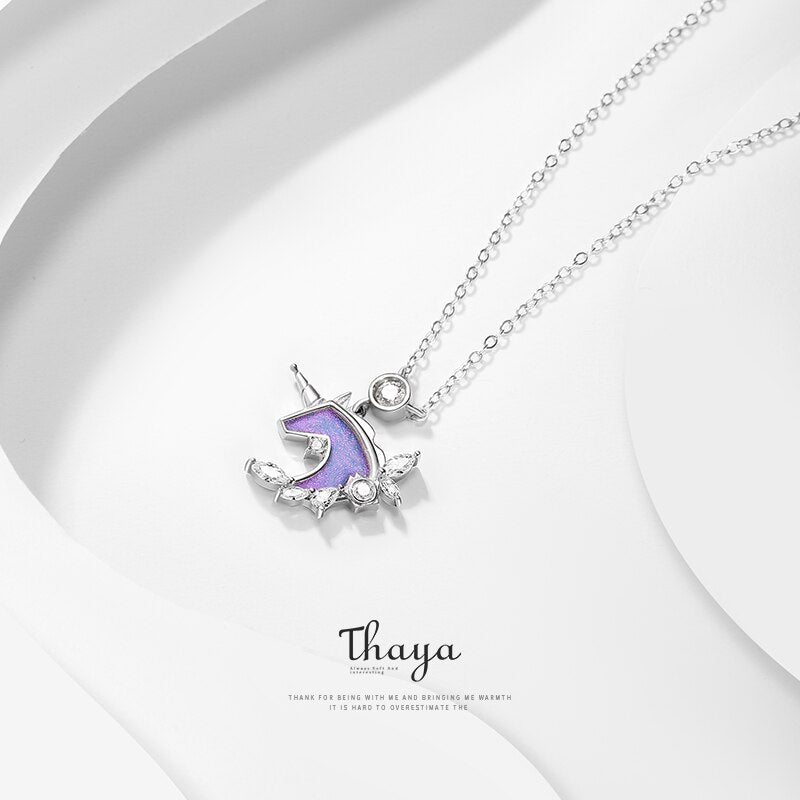 Thaya Design S925 Silver Jewelry Pendant Necklace Unicorn Necklace For Women Authentic 925 Sterling Silver Fine Jewelry Gift