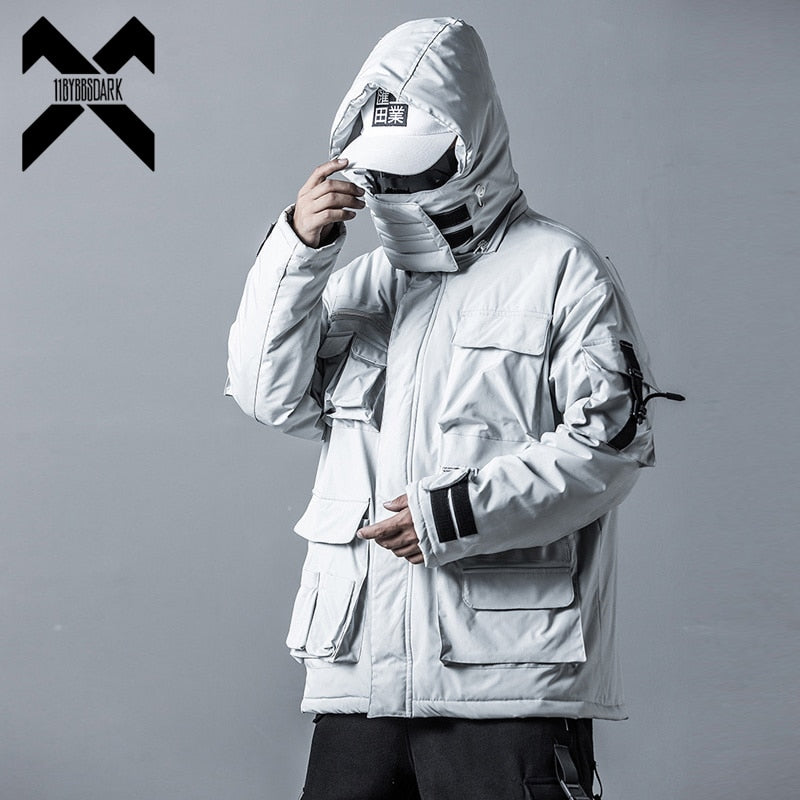 11 BYBB&#39;S DARK Mens Winter Jackets Coat Streetwear Casual Cargo Parkas Tactics Function Hoody Coat Multi-pocket Warm Male DG506