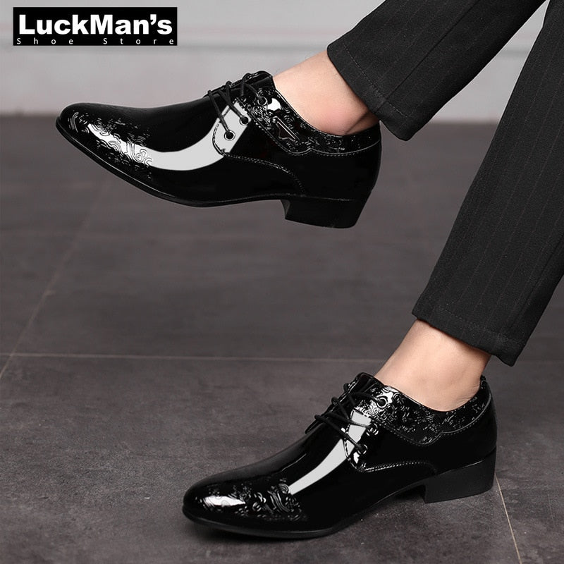 Men's Dress Shoe Clould Patent Leather Men Wedding Oxford Shoes Lace-Up Office Suit Men's Casual Shoes Luxury Italian Plus Size