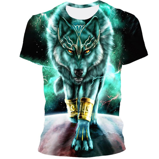 Men's t-shirt 3D printing t-shirt new wolf pattern round neck tshirt hip-hop street Harajuku top, plus plus size street clothing