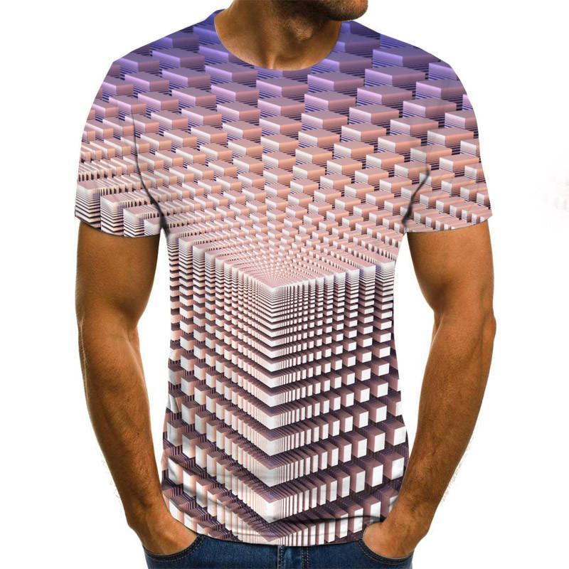 Three -Dimensional Vortex Men Tshirt 3d Printed Summer O -Neck Daily Casual Funny T Shirt