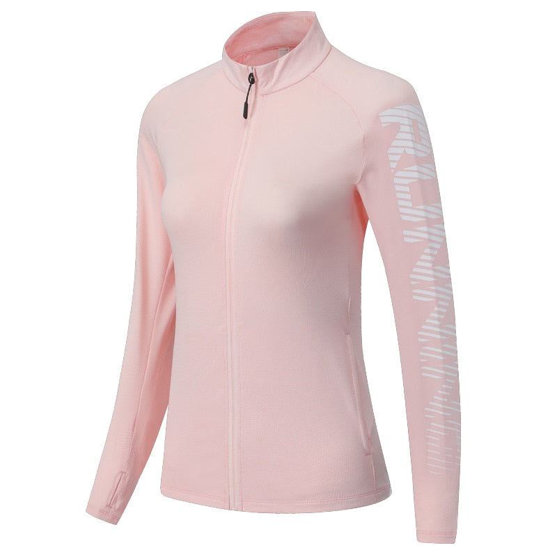 Women Running Jackets Zipper Slim Sports Fitness Jersey Traning Workout Active Wear Long Sleeve Yoga Thin Feminine Shirts