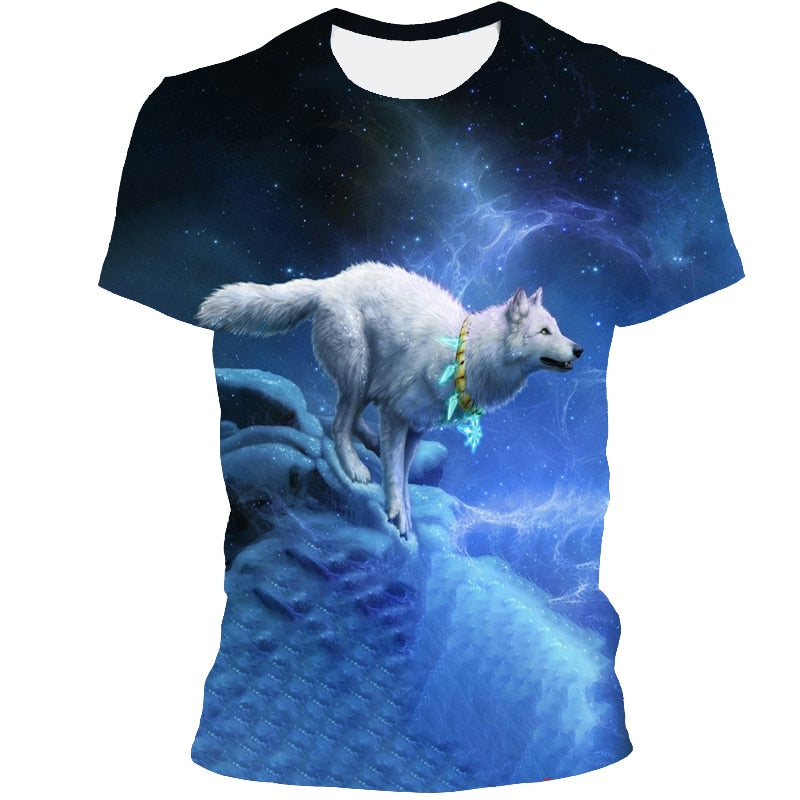 Men's t-shirt 3D printing t-shirt new wolf pattern round neck tshirt hip-hop street Harajuku top, plus plus size street clothing