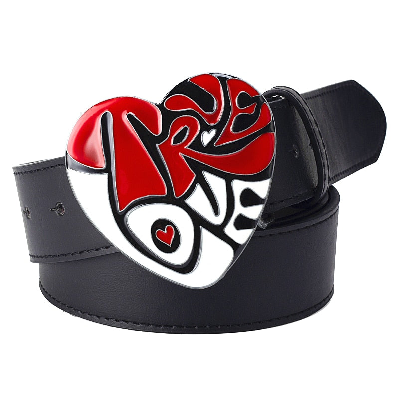 Cool Fashion Leather Belt Heart Arrow Love Hurts Design Punk Rock Waistband Women & Man Decorative belts Jeans Hip Hop Girdle