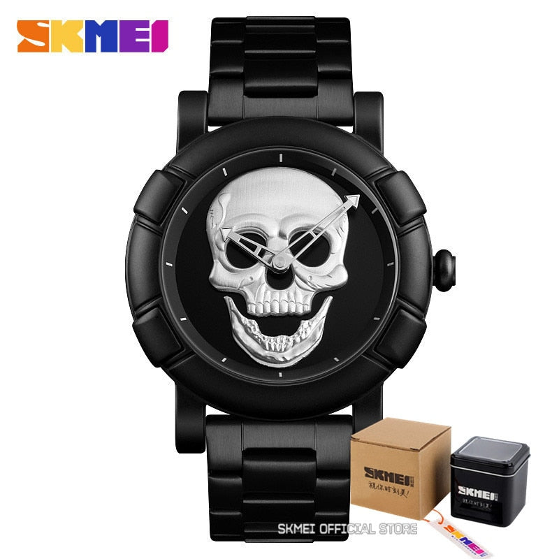 SKMEI Fashion Sport Mens Watches Top Brand Luxury Skull Watch Men 3Bar Waterproof Quartz Wristwatches Relogio Masculino 9178