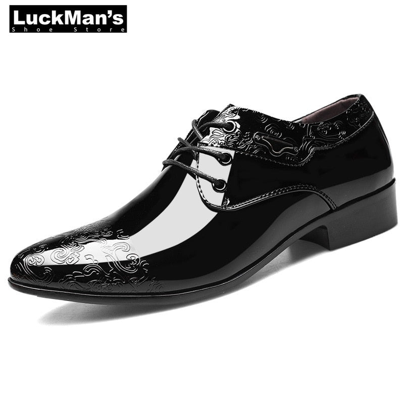 Men's Dress Shoe Clould Patent Leather Men Wedding Oxford Shoes Lace-Up Office Suit Men's Casual Shoes Luxury Italian Plus Size