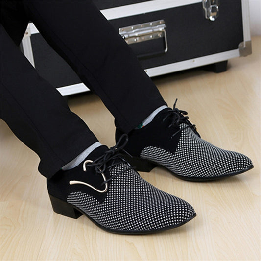 Mens Leather Concise Shoes Men&#39;s Business Dress Pointy Plaid Black Shoes Breathable Formal Wedding Basic Shoes Men 2022 loafers