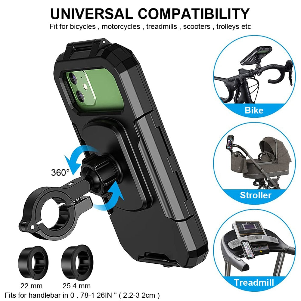 Waterproof Phone Case Bike Motorcycle Handlebar Rear View Mirror 3 to 6.8" Cellphone Mount Bag Motorbike Scooter Phone Stand