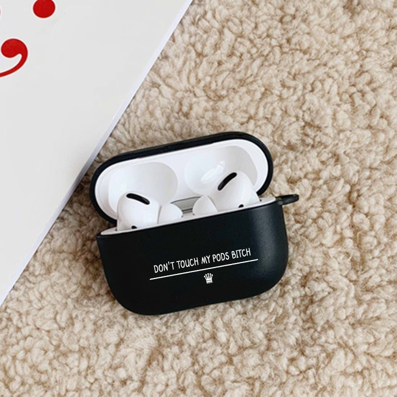 Case for Apple Airpods 1 2 3 Cases Slogan Simple Text Dont touch airpods Silicone Black Earphone Cover for Airpods Pro capa Bags