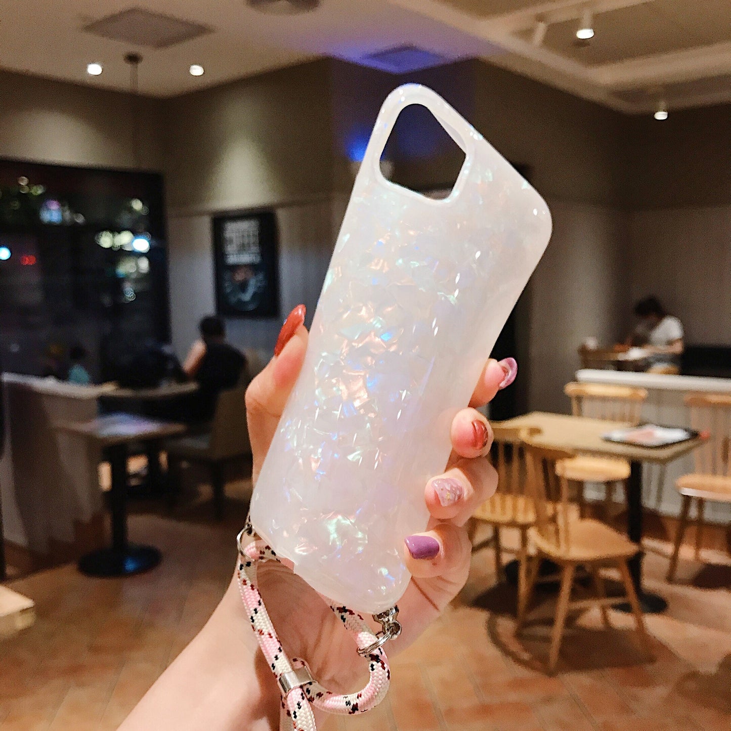 LACK Conch Shell Tape Necklace Lanyard Phone Case for 12 11Pro XS Max XR X 7 8Plus SE Strap Cord Chain Carry Cover Cases Hang