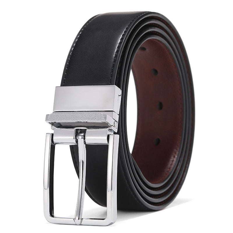 For Jeans Male Rotated Buckle Designer Cowskin Dress Belts Reversible Leather Belt Men Accessories Luxury Waist Belt HQ112