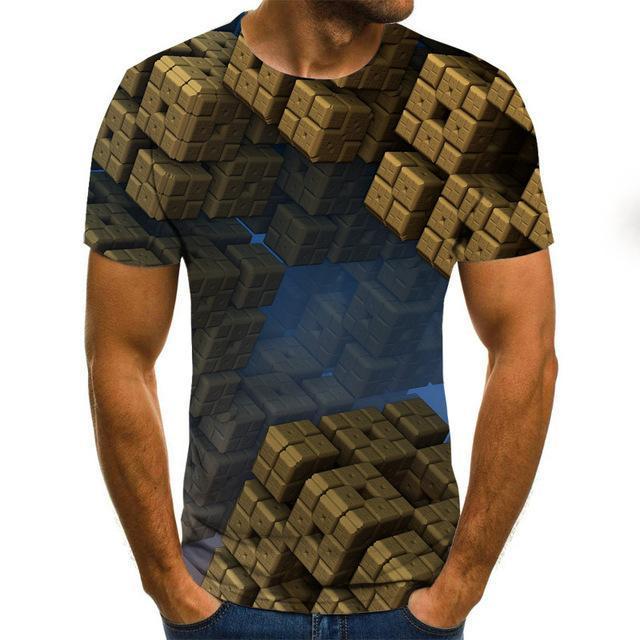 Three -Dimensional Vortex Men Tshirt 3d Printed Summer O -Neck Daily Casual Funny T Shirt