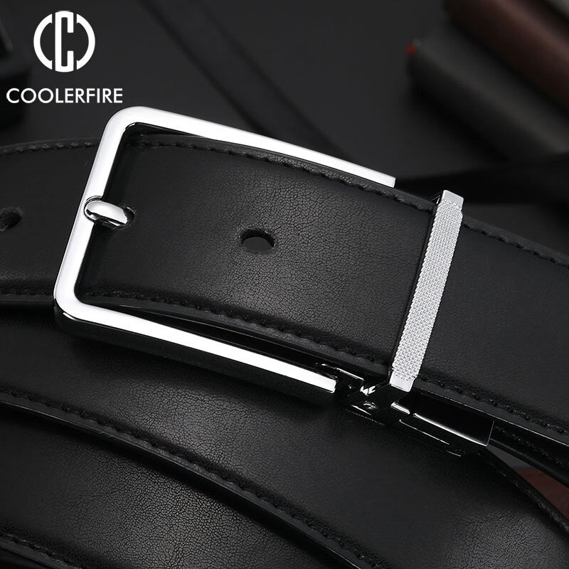 For Jeans Male Rotated Buckle Designer Cowskin Dress Belts Reversible Leather Belt Men Accessories Luxury Waist Belt HQ112