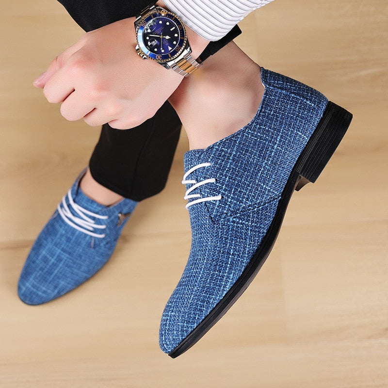 Men's Plus Size Shoes Breathable Pointed Linen Canvas Dress Shoes for Men Business Casual Shoes Male Beijing Old Cloth Footwear