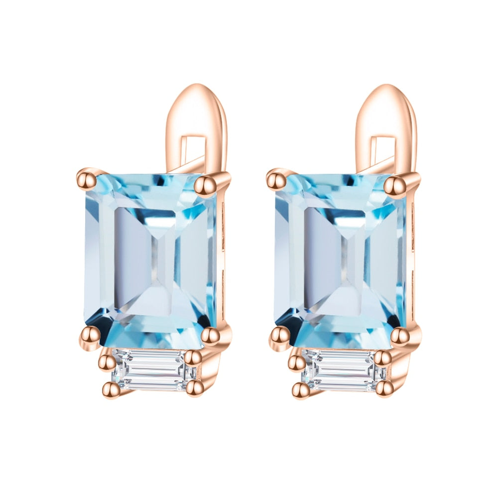 Gem&#39;s Ballet Natural Sky Blue Topaz 585 14K 10K 18K Gold 925 Silver Earrings Gemstones Earrings For Women Gift Wedding