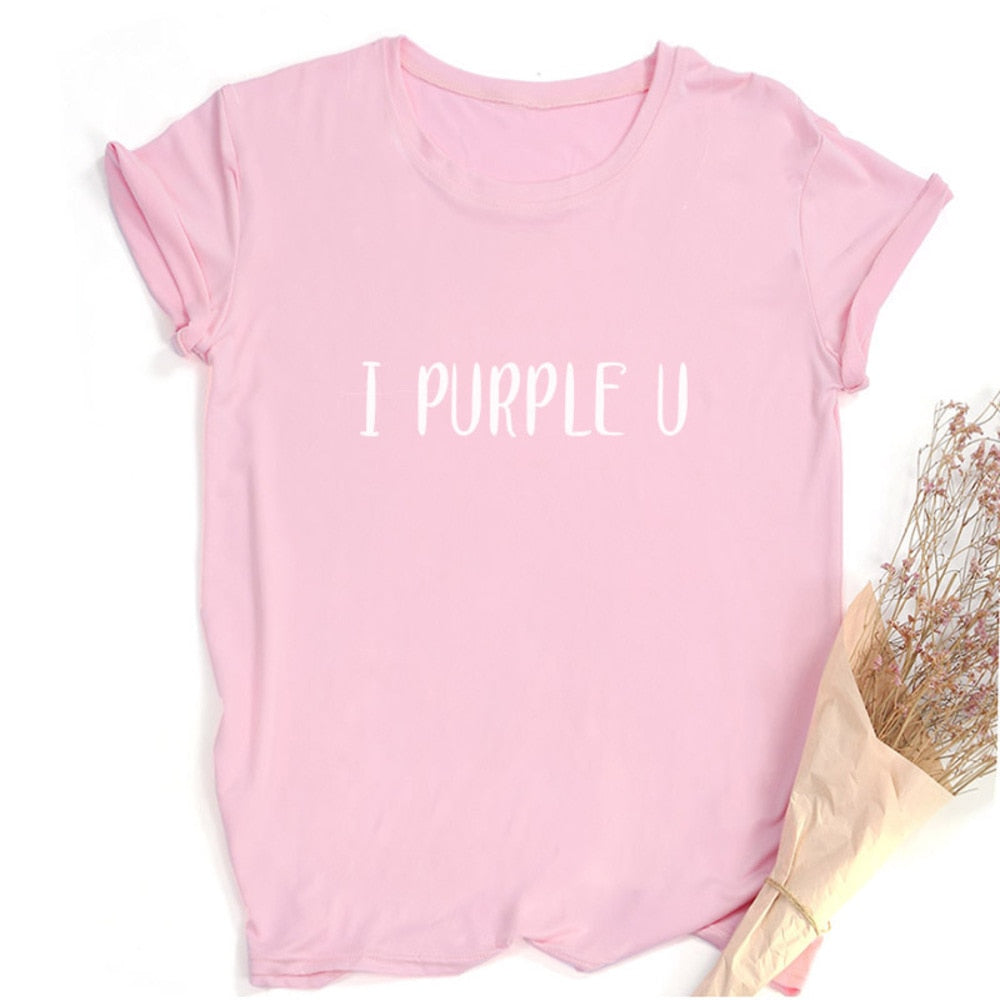 Female Short Sleeve KPOP I PURPLE U T-shirt Aesthetic High Quality Haut Femme Summer Top Tee Shirt Streetwear Cute Tshirts