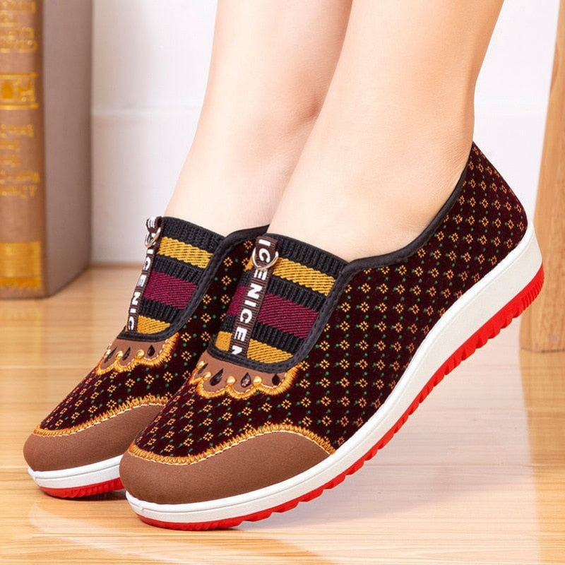 Spring and Autumn Cloth Shoes Women&#39;s Single Shoes Soft Soled Anti Slip Shoes Middle-aged and Old Mothers Womens Walking Shoes