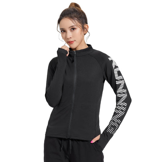 Women Running Jackets Zipper Slim Sports Fitness Jersey Traning Workout Active Wear Long Sleeve Yoga Thin Feminine Shirts