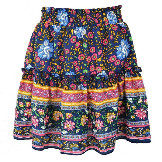 Summer style Casual women beach boho mini skirt 2022 womens Floral Printed Bohemian fashion flower print  Skirt women skirts