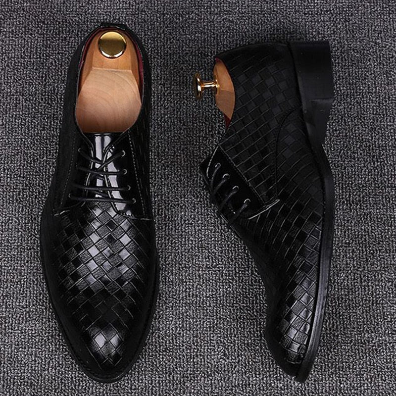 Formal Leather Shoes Men Dress Business Shoes Male Geometric Red Oxfords Party Wedding Casual Men's Flats Chaussure Homme88