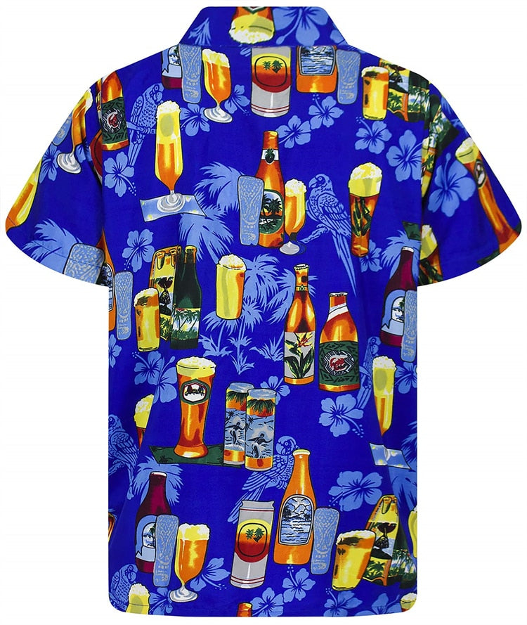 Hawaiian Shirt 3d Print Beer Short-sleeved Cuban Shirt Beach Wear Tshirt Top Party Vintage Style For Men Women Men's Clothing