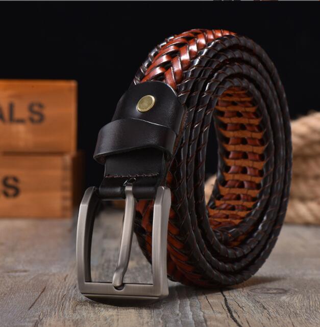 New Braided Belt for Men's Woven Belt Luxury Genuine Leather Cow Straps Hand Knitted Designer Men for Jeans Girdle Male Belts