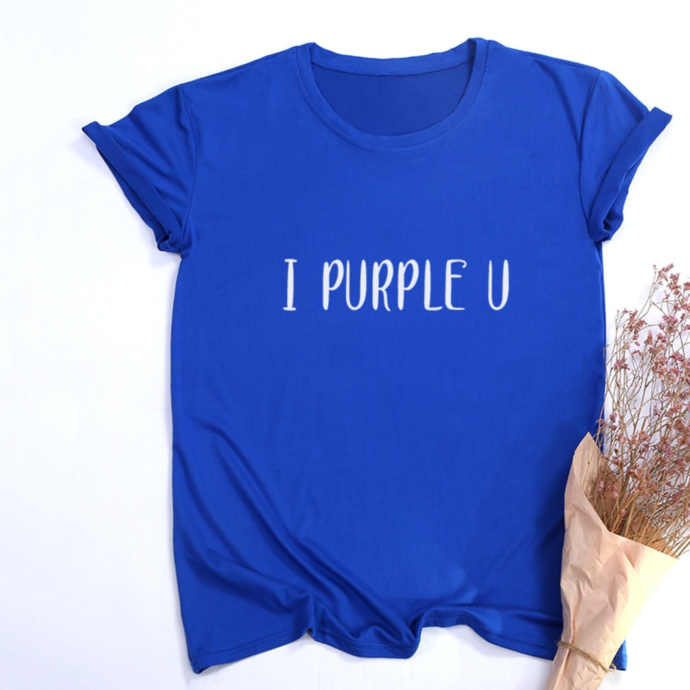 Female Short Sleeve KPOP I PURPLE U T-shirt Aesthetic High Quality Haut Femme Summer Top Tee Shirt Streetwear Cute Tshirts