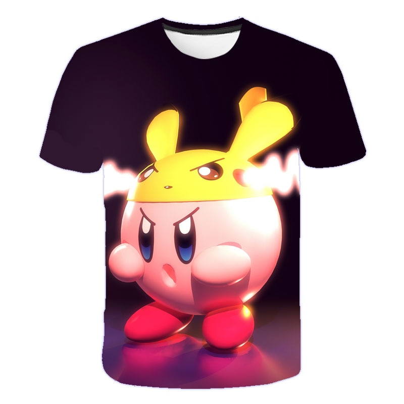 Girls 3D Kirby Print T-shirts Cute Kirbys Tshirt Girls Summer Tees Top Clothing Children Cartoon Clothes Casual Teen T Shirt