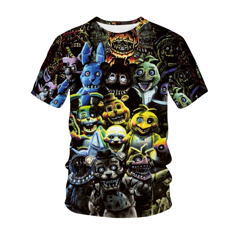 Five Night At Freddy T-shirt Horror Game FNAF 3D Print Streetwear Men Women Fashion T Shirt Children Tshirt Kids Boy Girl Tops