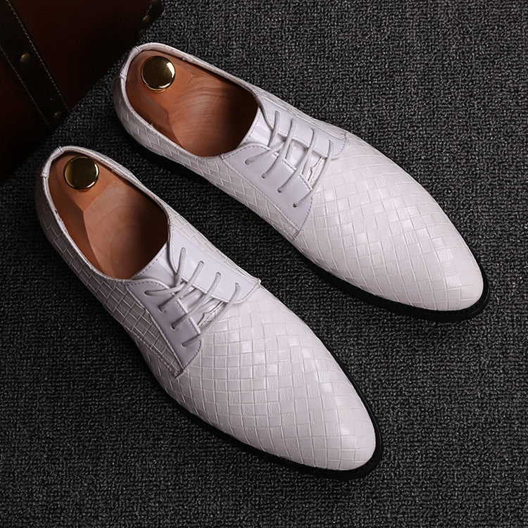 Formal Leather Shoes Men Dress Business Shoes Male Geometric Red Oxfords Party Wedding Casual Men's Flats Chaussure Homme88