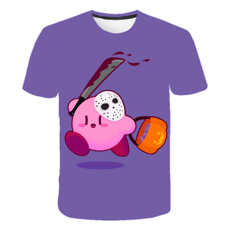 Girls 3D Kirby Print T-shirts Cute Kirbys Tshirt Girls Summer Tees Top Clothing Children Cartoon Clothes Casual Teen T Shirt