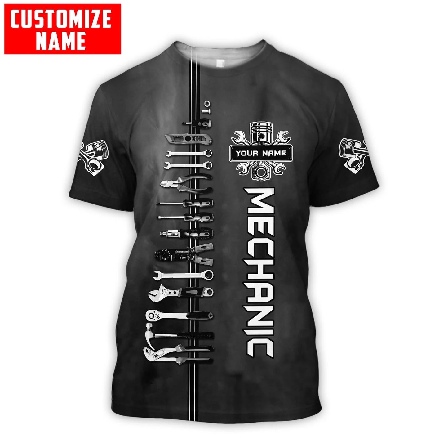 summer Fashion mens t shirt Personalized Name Mechanic 3D All over Printed Unisex Tshirt street Casual sports T-shirt DW47