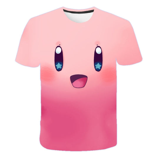 Girls 3D Kirby Print T-shirts Cute Kirbys Tshirt Girls Summer Tees Top Clothing Children Cartoon Clothes Casual Teen T Shirt