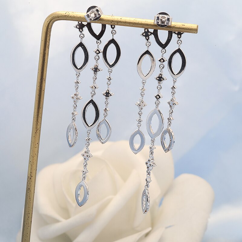 New Fashion Real Solid 10K Gold Moissanite Drop Earrings for Women Elegant Jewelry Party Accessories