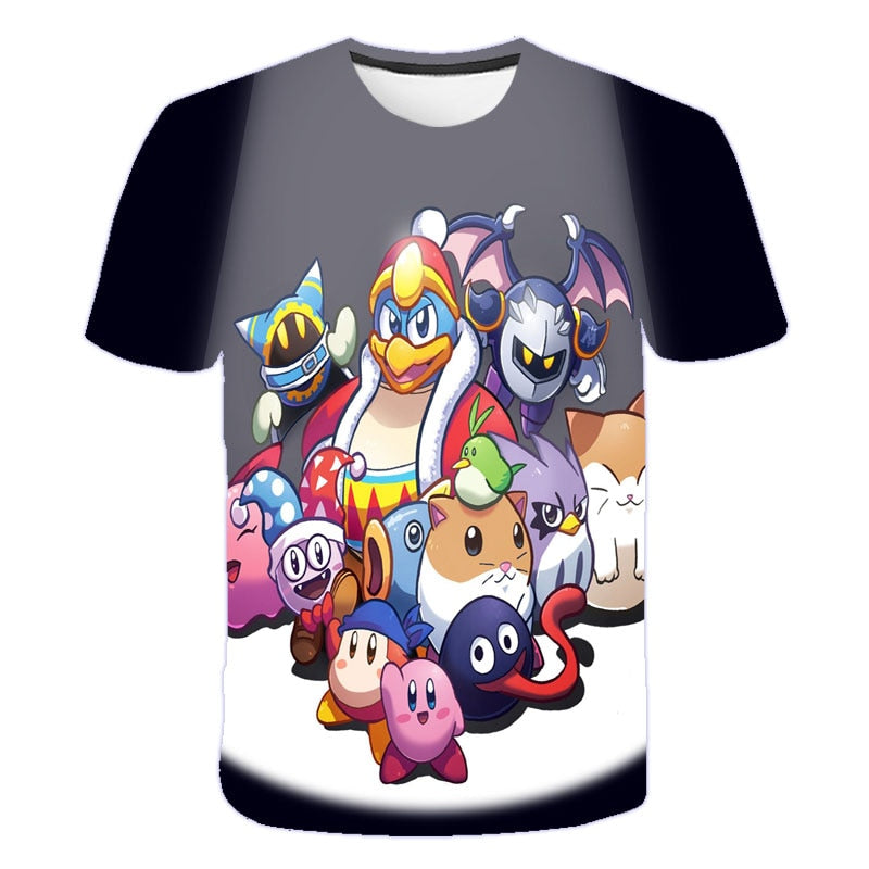 Girls 3D Kirby Print T-shirts Cute Kirbys Tshirt Girls Summer Tees Top Clothing Children Cartoon Clothes Casual Teen T Shirt