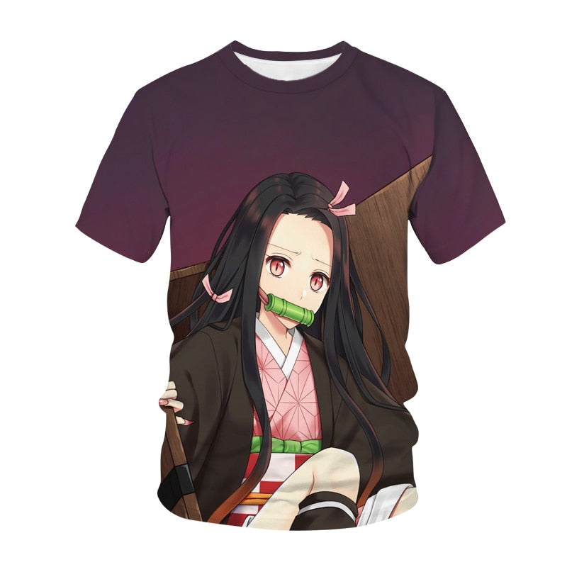 Summer Fashion Anime Demon Slayer Kochou Shinobu 3D T Shirt Kids Casual T-shirt Boy Girl Unisex Clothes Oversized Tshirt Tops