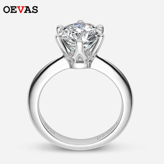 OEVAS Real 1 Carat D Color Moissanite Wedding Rings For Women Top Quality 18K White Gold Color 100% 925 Sterling Silver Jewelry