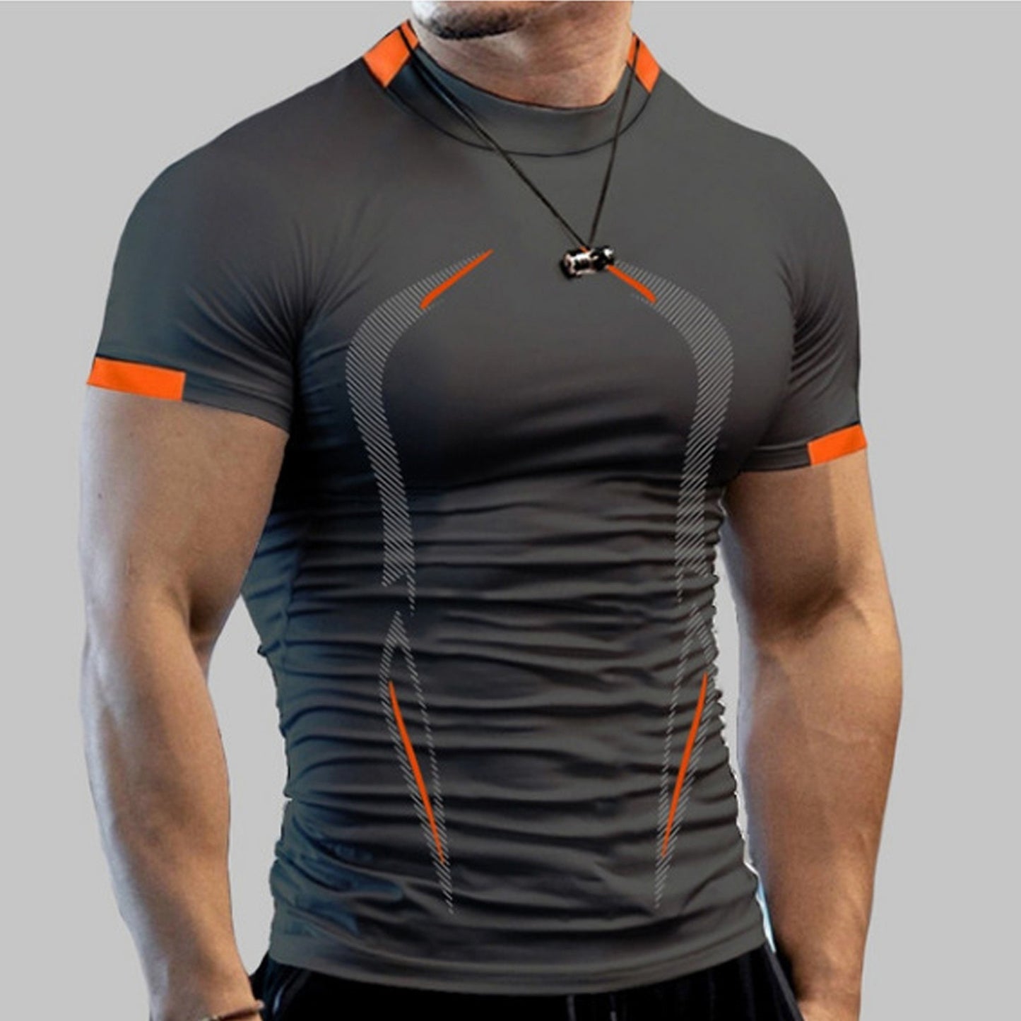 Short Sleeve Breathable Sport T Shirt Men 3d Compression O Neck Quick Dry Men&#39;s Running Tight-Fitting Tshirt Fitness Gym Top