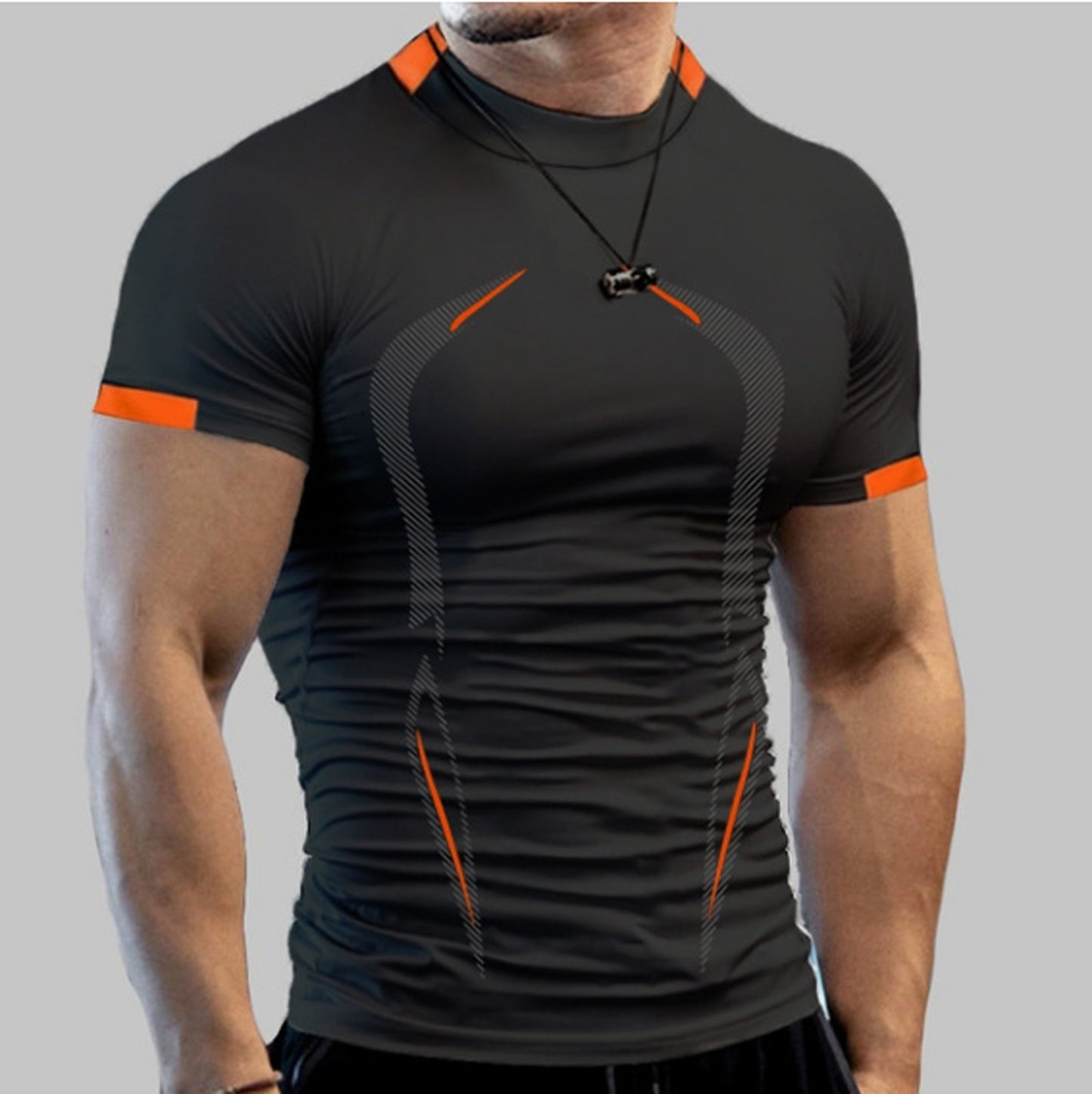 Short Sleeve Breathable Sport T Shirt Men 3d Compression O Neck Quick Dry Men&#39;s Running Tight-Fitting Tshirt Fitness Gym Top