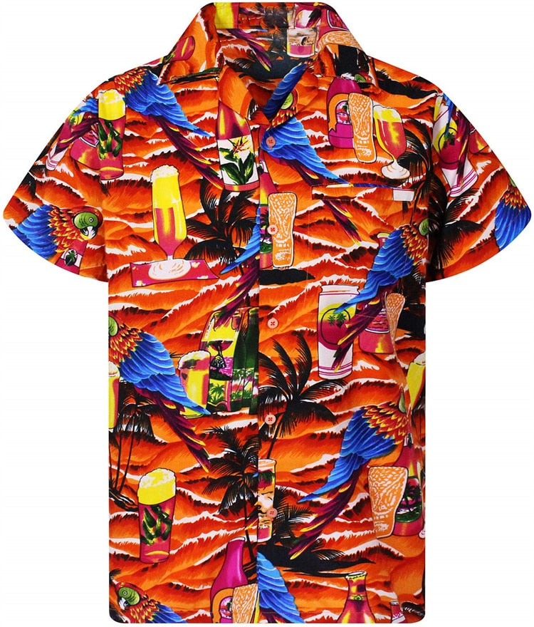 Hawaiian Shirt 3d Print Beer Short-sleeved Cuban Shirt Beach Wear Tshirt Top Party Vintage Style For Men Women Men's Clothing