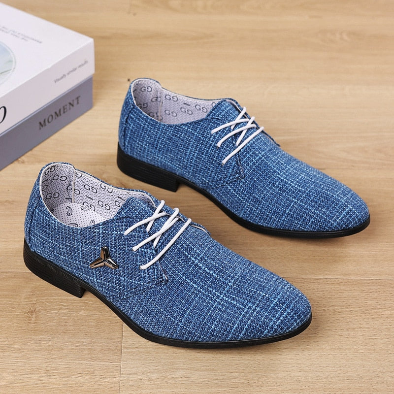 Men's Plus Size Shoes Breathable Pointed Linen Canvas Dress Shoes for Men Business Casual Shoes Male Beijing Old Cloth Footwear