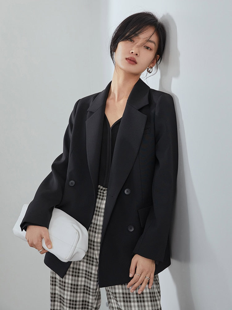 FSLE Office Ladies Casual White Blazer Women Spring Black Oversized Blazer Jacket Female Elegant Business Short Green Coat